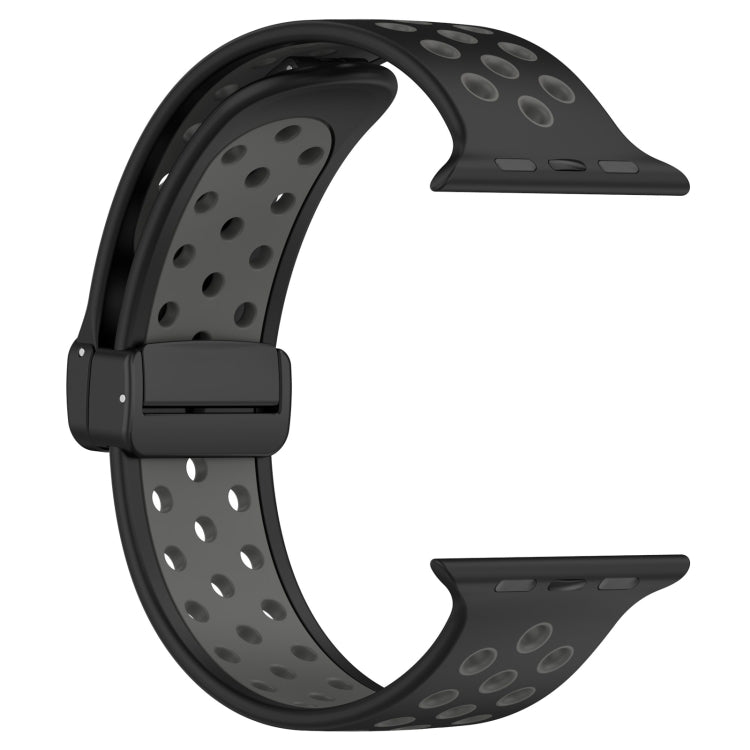 For Apple Watch Series 9 45mm Magnetic Buckle Silicone Watch Band(Black Grey) - Watch Bands by PMC Jewellery | Online Shopping South Africa | PMC Jewellery