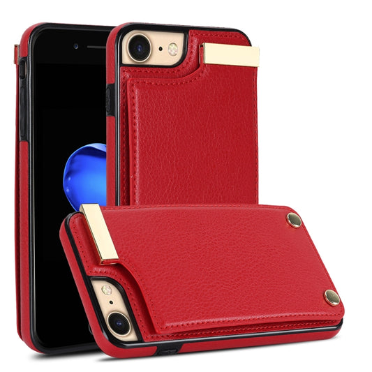 For iPhone SE 2022 / 2020 / 8 / 7 Metal Buckle Card Slots Phone Case(Red) - iPhone SE 2022 / 2020 / 8 / 7 Cases by PMC Jewellery | Online Shopping South Africa | PMC Jewellery