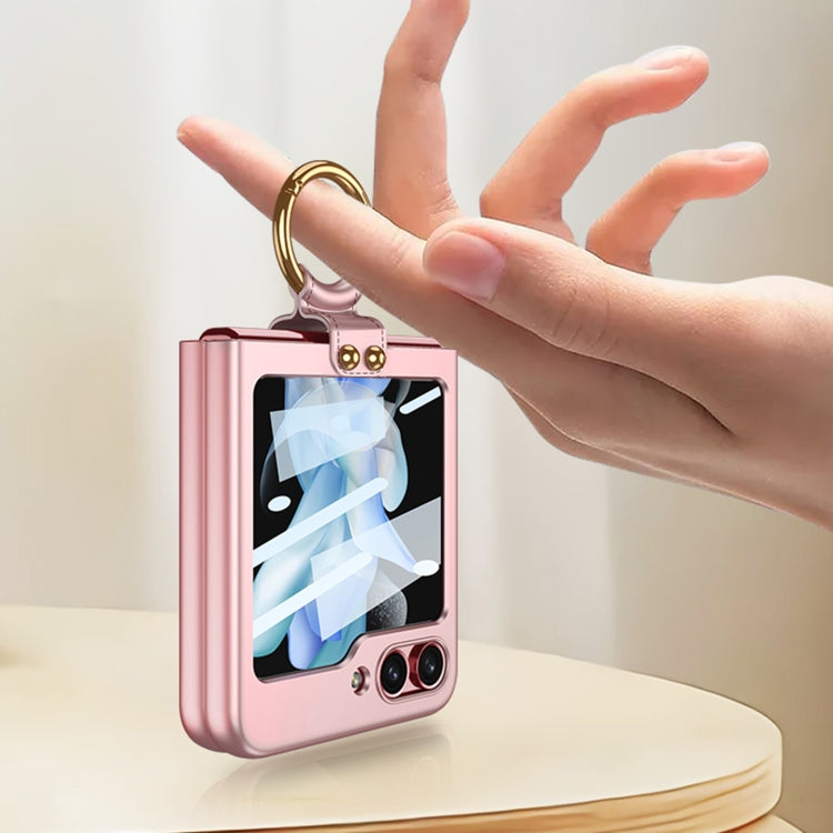 For Samsung Galaxy Z Flip5 GKK Ultra-thin PC Full Coverage Phone Case with Ring Holder / Tempered Film(Silver) - free shipping - PMC TechLife - Order now!