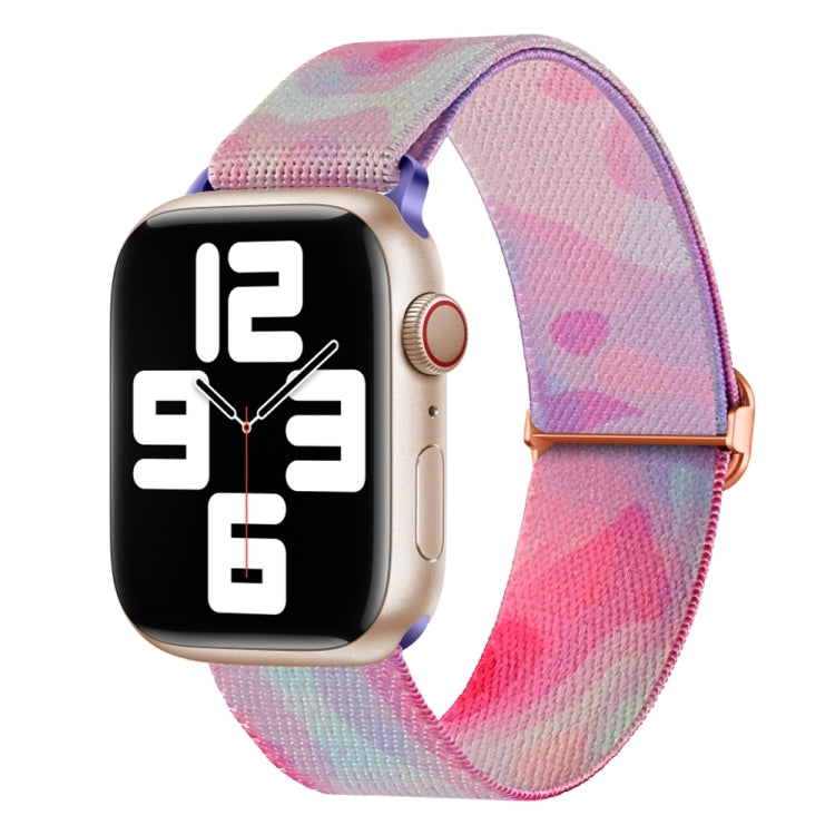 For Apple Watch 8 41mm Painted Pattern Nylon Replacement Watch Band(Ladder Purple Blue) - Watch Bands by PMC TechLife | Online Shopping South Africa | PMC TechLife