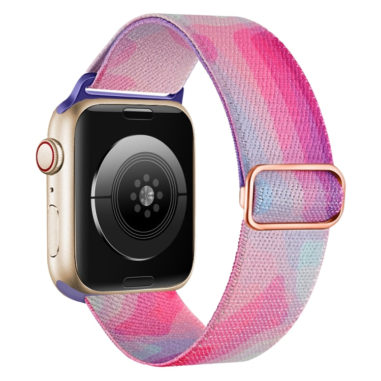 For Apple Watch 8 41mm Painted Pattern Nylon Replacement Watch Band(Ladder Purple Blue) - Watch Bands by PMC TechLife | Online Shopping South Africa | PMC TechLife