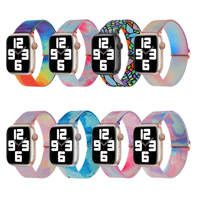 For Apple Watch 3 42mm Painted Pattern Nylon Replacement Watch Band(Flower Butterfly) - Watch Bands by PMC TechLife | Online Shopping South Africa | PMC TechLife