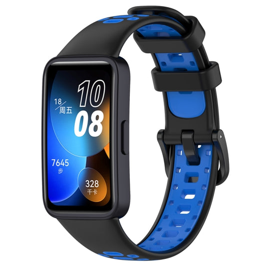 For Huawei Band 8 Two Color Silicone Replacement Watch Band(Black Blue) - Watch Bands by PMC Jewellery | Online Shopping South Africa | PMC Jewellery