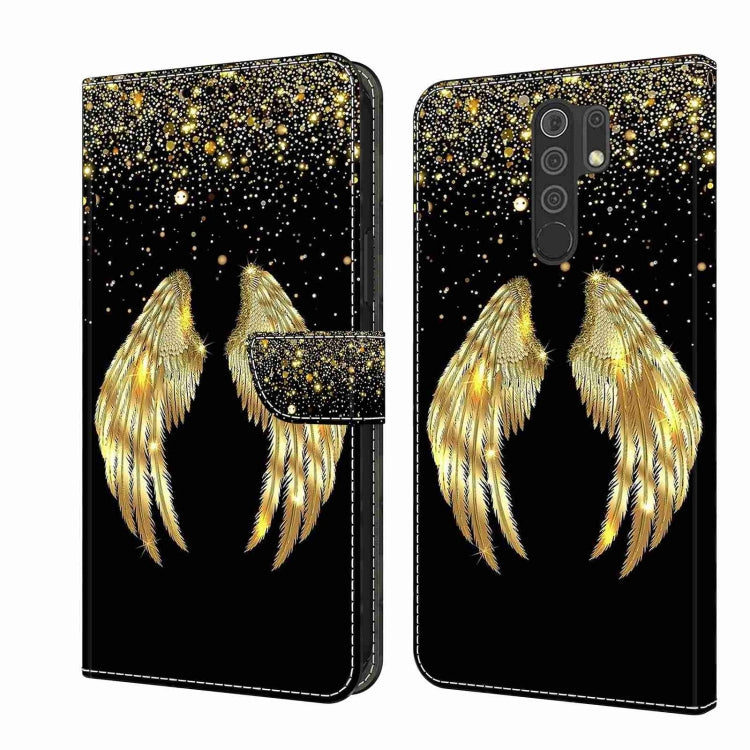 For Xiaomi Redmi 9 Crystal 3D Shockproof Protective Leather Phone Case(Golden Wings) - Xiaomi Cases by PMC Jewellery | Online Shopping South Africa | PMC Jewellery