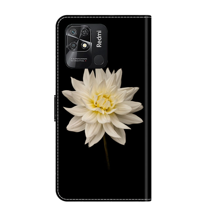 For Xiaomi Redmi 10C Crystal 3D Shockproof Protective Leather Phone Case(White Flower) - Xiaomi Cases by PMC Jewellery | Online Shopping South Africa | PMC Jewellery