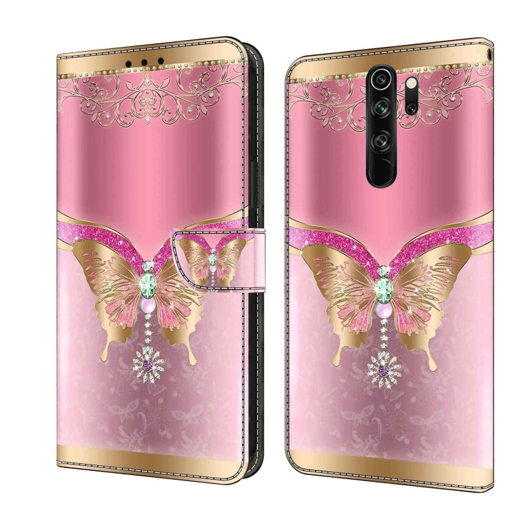 For Xiaomi Redmi Note 8 Pro Crystal 3D Shockproof Protective Leather Phone Case(Pink Bottom Butterfly) - free shipping - PMC TechLife - Order now!