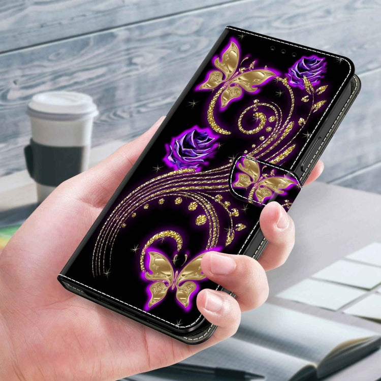 For Xiaomi Redmi Note 8 Pro Crystal 3D Shockproof Protective Leather Phone Case(Purple Flower Butterfly) - Xiaomi Cases by PMC Jewellery | Online Shopping South Africa | PMC Jewellery