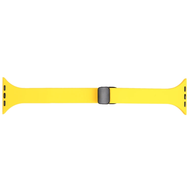 For Apple Watch Ultra 49mm Magnetic Buckle Slim Silicone Watch Band(Yellow) - Watch Bands by PMC Jewellery | Online Shopping South Africa | PMC Jewellery