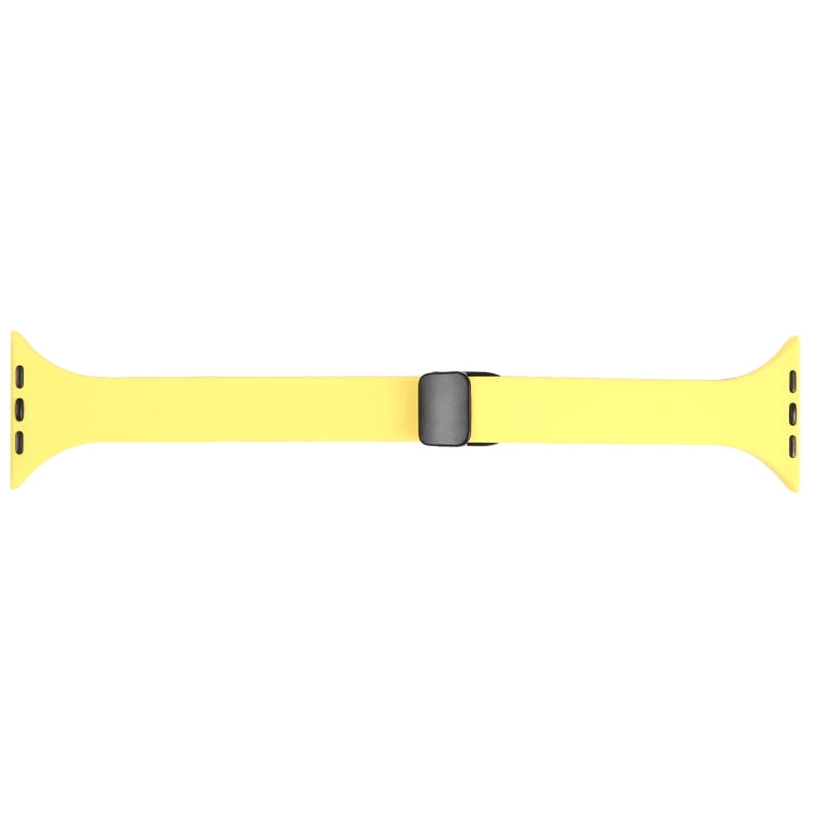 For Apple Watch 8 45mm  Magnetic Buckle Slim Silicone Watch Band(Light Yellow) - Watch Bands by PMC Jewellery | Online Shopping South Africa | PMC Jewellery