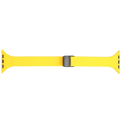 For Apple Watch 6 44mm Magnetic Buckle Slim Silicone Watch Band(Yellow) - Watch Bands by PMC Jewellery | Online Shopping South Africa | PMC Jewellery