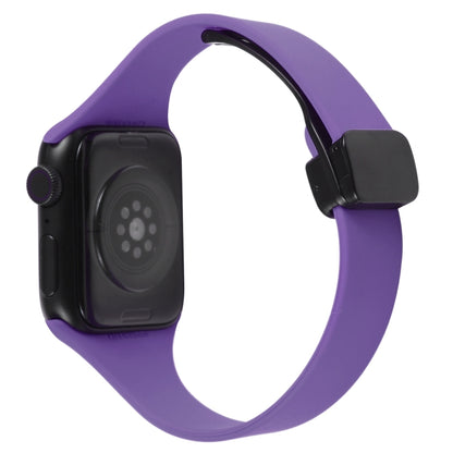 For Apple Watch 3 42mm Magnetic Buckle Slim Silicone Watch Band(Dark Purple) - Watch Bands by PMC Jewellery | Online Shopping South Africa | PMC Jewellery