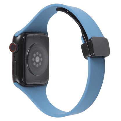 For Apple Watch 2 42mm Magnetic Buckle Slim Silicone Watch Band(Blue) - Watch Bands by PMC Jewellery | Online Shopping South Africa | PMC Jewellery