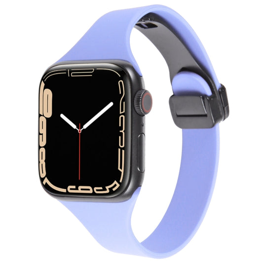 For Apple Watch 2 38mm Magnetic Buckle Slim Silicone Watch Band(Light Purple) - Watch Bands by PMC Jewellery | Online Shopping South Africa | PMC Jewellery