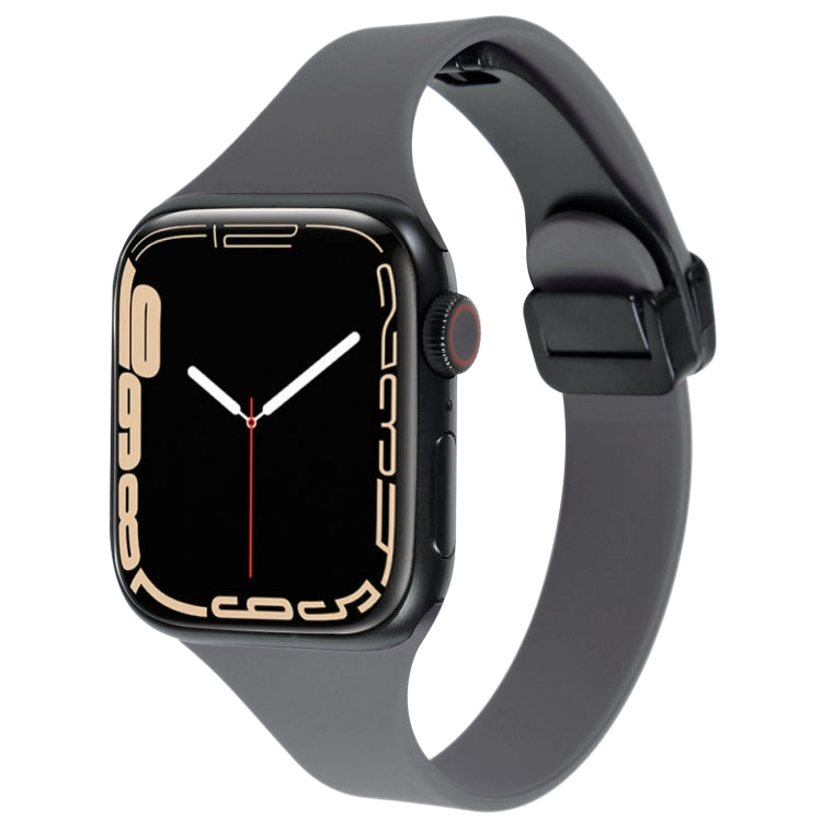 For Apple Watch 42mm Magnetic Buckle Slim Silicone Watch Band(Starry Grey) - Watch Bands by PMC Jewellery | Online Shopping South Africa | PMC Jewellery