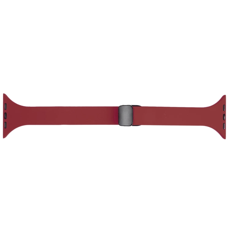 For Apple Watch 38mm Magnetic Buckle Slim Silicone Watch Band(Wine Red) - Watch Bands by PMC Jewellery | Online Shopping South Africa | PMC Jewellery