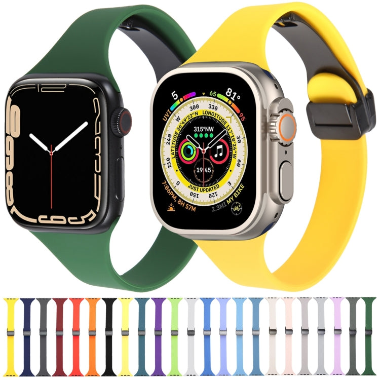 For Apple Watch 6 40mm Magnetic Buckle Slim Silicone Watch Band(Light Green) - Watch Bands by PMC Jewellery | Online Shopping South Africa | PMC Jewellery