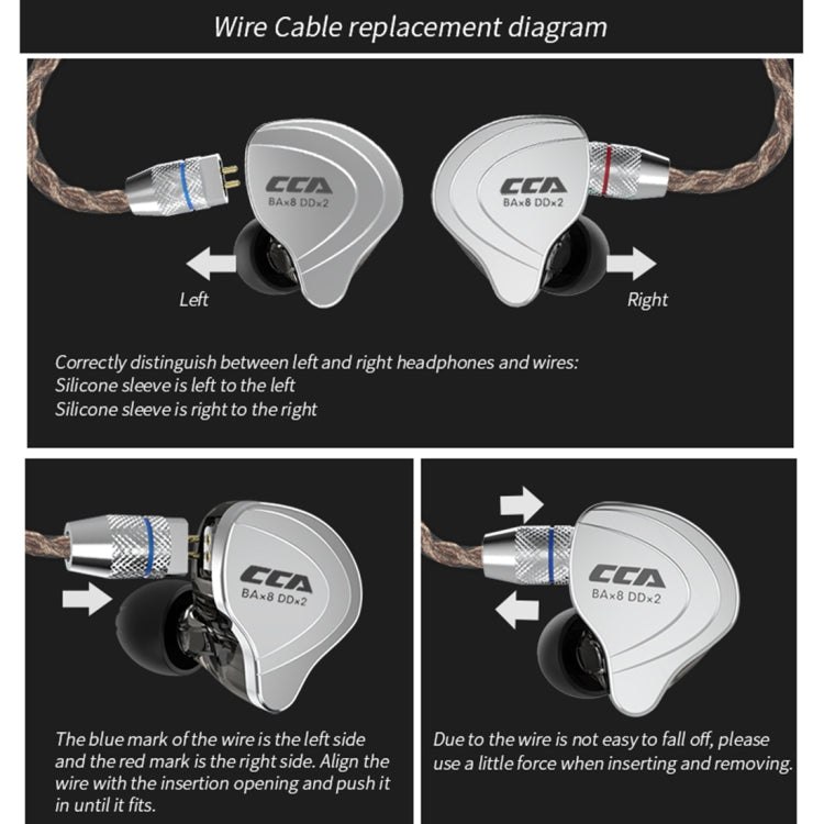 CCA CCA-C10 3.5mm Gold Plated Plug Ten Unit Hybrid Wire-controlled In-ear Earphone, Type:without Mic(Charm Black) - In Ear Wired Earphone by CCA | Online Shopping South Africa | PMC Jewellery | Buy Now Pay Later Mobicred