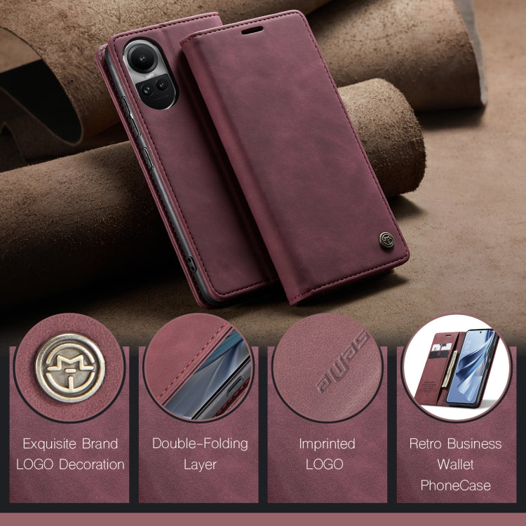 For OPPO Reno10 5G Global／Reno10 Pro Global CaseMe 013 Multifunctional Horizontal Flip Leather Phone Case(Wine Red) - OPPO Cases by CaseMe | Online Shopping South Africa | PMC Jewellery | Buy Now Pay Later Mobicred