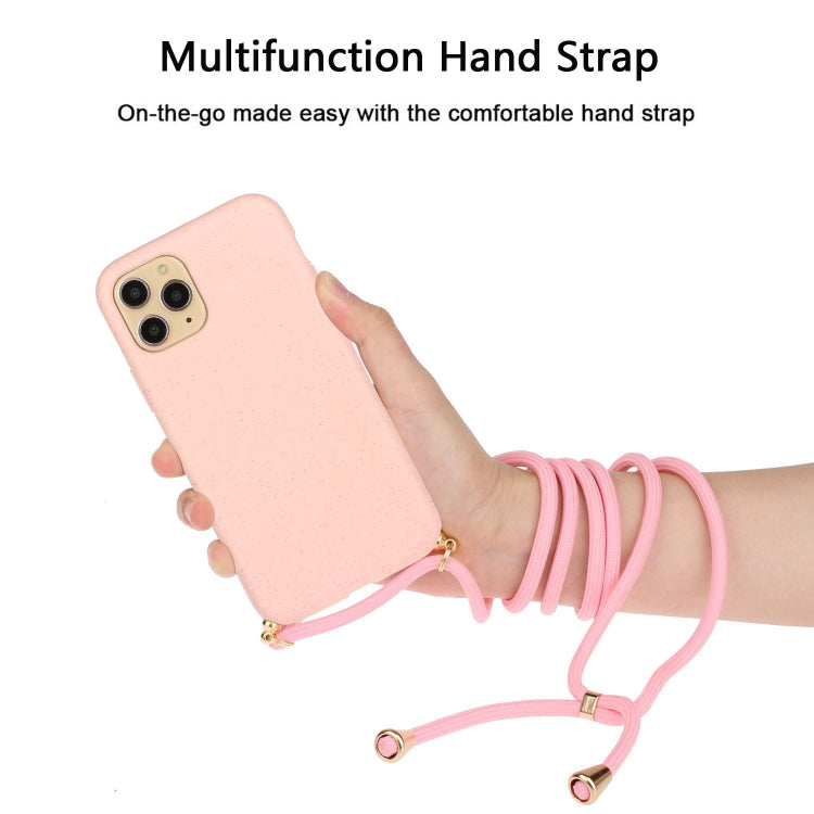 For iPhone 15 Pro Max Wheat Straw Material + TPU Phone Case with Lanyard(Pink) - iPhone 15 Pro Max Cases by PMC Jewellery | Online Shopping South Africa | PMC Jewellery