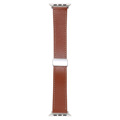 For Apple Watch 5 40mm Magnetic Buckle Skin Feel Leather Watch Band(Brown) - Watch Bands by PMC Jewellery | Online Shopping South Africa | PMC Jewellery