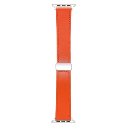 For Apple Watch 2 42mm Magnetic Buckle Skin Feel Leather Watch Band(Orange) - Watch Bands by PMC Jewellery | Online Shopping South Africa | PMC Jewellery