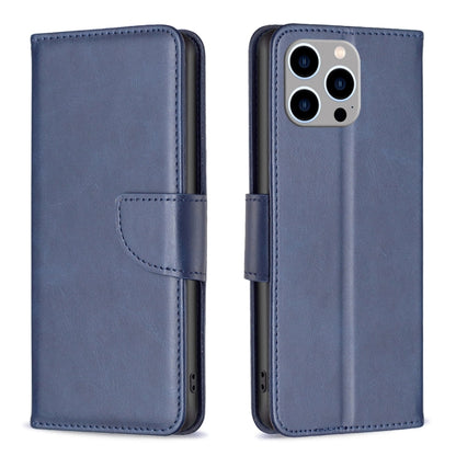 For iPhone 15 Pro Max Lambskin Texture Pure Color Flip Leather Phone Case(Blue) - iPhone 15 Pro Max Cases by PMC Jewellery | Online Shopping South Africa | PMC Jewellery