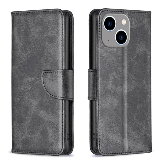 For iPhone 15 Plus Lambskin Texture Pure Color Flip Leather Phone Case(Black) - iPhone 15 Plus Cases by PMC Jewellery | Online Shopping South Africa | PMC Jewellery