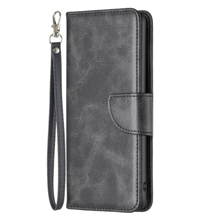 For iPhone 15 Plus Lambskin Texture Pure Color Flip Leather Phone Case(Black) - iPhone 15 Plus Cases by PMC Jewellery | Online Shopping South Africa | PMC Jewellery