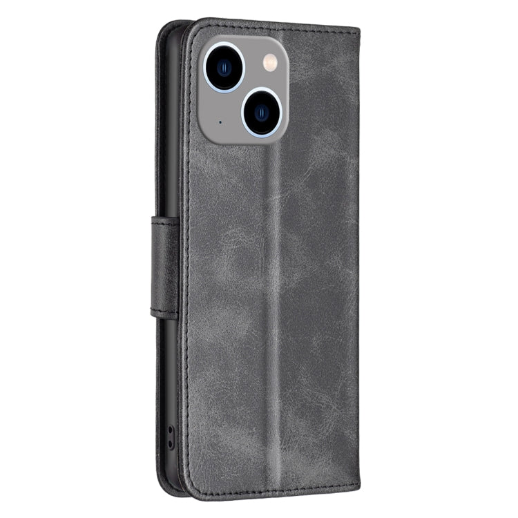 For iPhone 15 Plus Lambskin Texture Pure Color Flip Leather Phone Case(Black) - iPhone 15 Plus Cases by PMC Jewellery | Online Shopping South Africa | PMC Jewellery