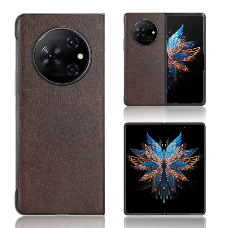 For Tecno Phantom V Fold Litchi Texture Back Cover Phone Case(Brown) - free shipping - PMC TechLife - Order now!