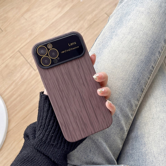 For iPhone 12 Pro Wood Grain TPU Phone Case with Lens Film(Grey) - iPhone 12 / 12 Pro Cases by PMC Jewellery | Online Shopping South Africa | PMC Jewellery