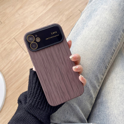 For iPhone 11 Wood Grain TPU Phone Case with Lens Film(Grey) - iPhone 11 Cases by PMC Jewellery | Online Shopping South Africa | PMC Jewellery