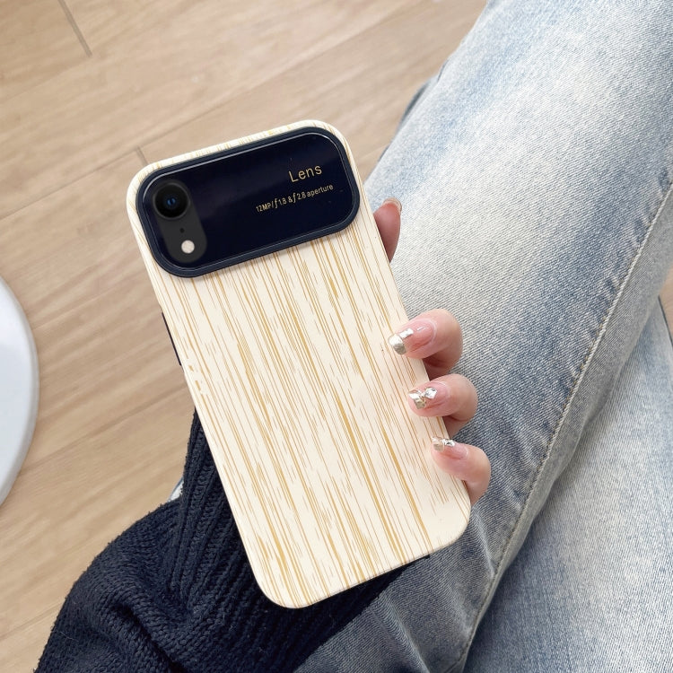 For iPhone XR Wood Grain TPU Phone Case with Lens Film(Beige) - More iPhone Cases by PMC Jewellery | Online Shopping South Africa | PMC Jewellery