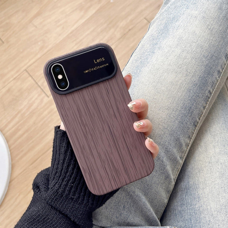 For iPhone XS Max Wood Grain TPU Phone Case with Lens Film(Grey) - More iPhone Cases by PMC Jewellery | Online Shopping South Africa | PMC Jewellery