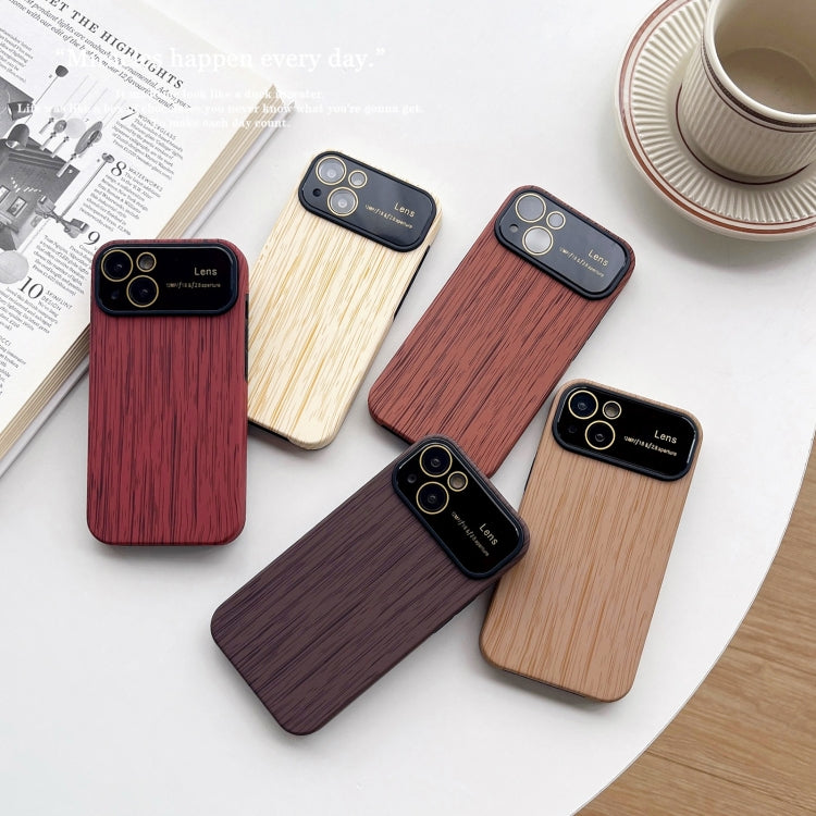 For iPhone 14 Pro Max Wood Grain TPU Phone Case with Lens Film(Red) - iPhone 14 Pro Max Cases by PMC Jewellery | Online Shopping South Africa | PMC Jewellery