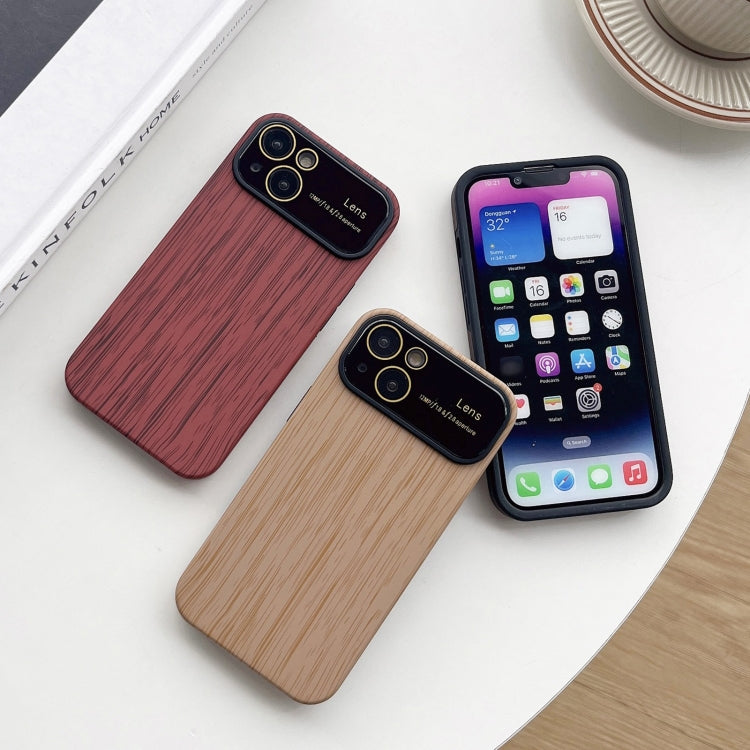 For iPhone 13 Pro Wood Grain TPU Phone Case with Lens Film(Brown) - iPhone 13 Pro Cases by PMC Jewellery | Online Shopping South Africa | PMC Jewellery