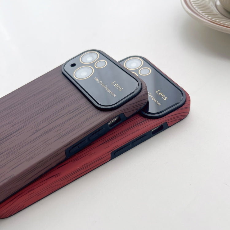 For iPhone 13 Pro Max Wood Grain TPU Phone Case with Lens Film(Red) - iPhone 13 Pro Max Cases by PMC Jewellery | Online Shopping South Africa | PMC Jewellery