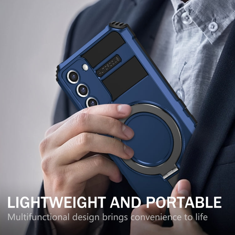 For Samsung Galaxy S21+ 5G MagSafe Magnetic Holder Phone Case(Blue) - Galaxy S21+ 5G Cases by PMC TechLife | Online Shopping South Africa | PMC TechLife