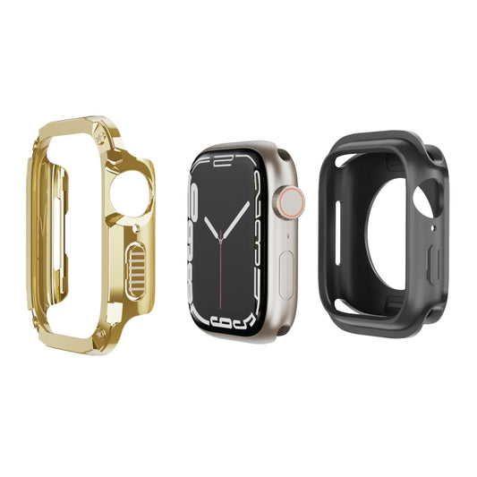 For Apple Watch Series 8 / 7 45mm 2-in-1 PC Hybrid TPU Armor Watch Case(Gold) - Watch Cases by PMC Jewellery | Online Shopping South Africa | PMC Jewellery