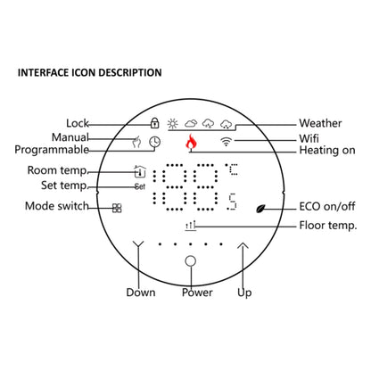 BHT-6001GALW 95-240V AC 5A Smart Round Thermostat Water Heating LED Thermostat With WiFi(Black) - Thermostat & Thermometer by PMC Jewellery | Online Shopping South Africa | PMC Jewellery