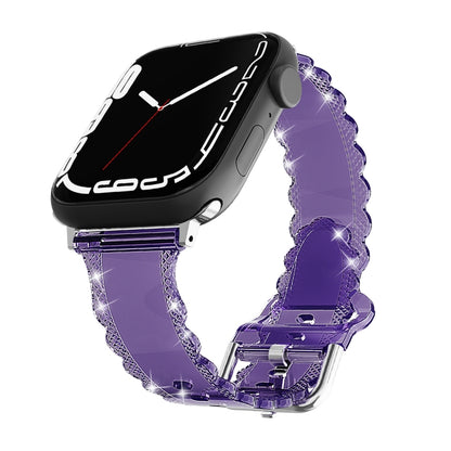 For Apple Watch 3 38mm Diamond Texture Lace Clear TPU Watch Band(Purple) - Watch Bands by PMC Jewellery | Online Shopping South Africa | PMC Jewellery