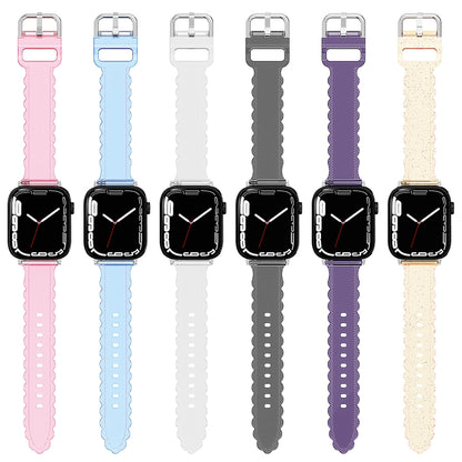 For Apple Watch Ultra 49mm Diamond Texture Lace Clear TPU Watch Band(Blue) - Watch Bands by PMC Jewellery | Online Shopping South Africa | PMC Jewellery