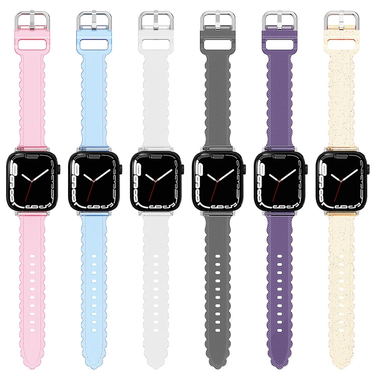 For Apple Watch 3 38mm Diamond Texture Lace Clear TPU Watch Band(Blue) - Watch Bands by PMC Jewellery | Online Shopping South Africa | PMC Jewellery