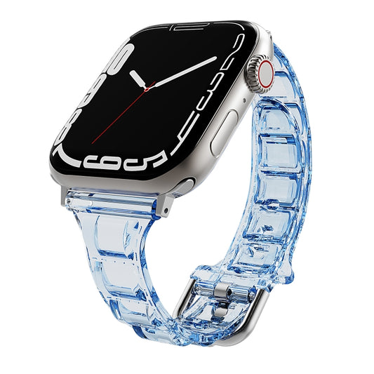 For Apple Watch Ultra 49mm Cube Airbag Clear TPU Watch Band(Blue) - Watch Bands by PMC Jewellery | Online Shopping South Africa | PMC Jewellery