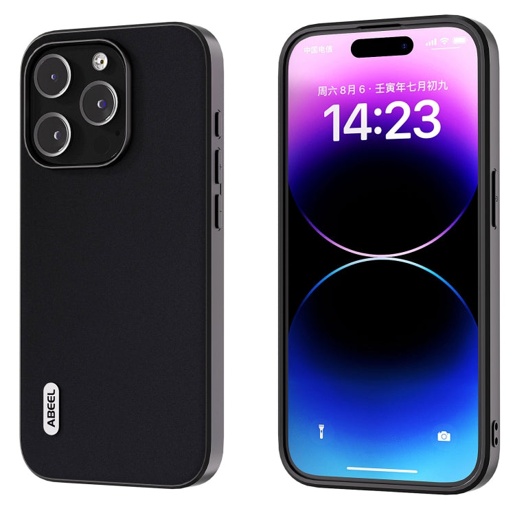 For iPhone 15 Pro Max ABEEL Genuine Leather Silky Soft Black Edge Phone Case(Black) - free shipping - PMC TechLife - Order now!