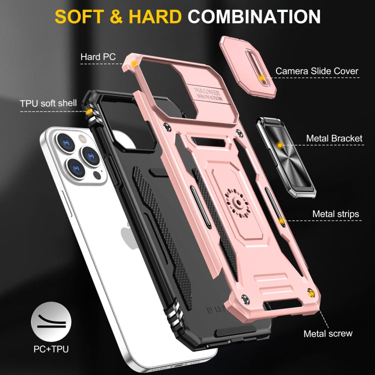 For iPhone 15 Pro Max Armor PC + TPU Camera Shield Phone Case(Rose Gold) - iPhone 15 Pro Max Cases by PMC Jewellery | Online Shopping South Africa | PMC Jewellery