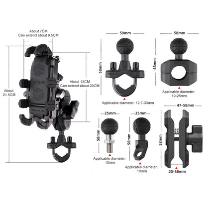 MOTOSLG Crab Motorcycle Phone Clamp Bracket M10 Ballhead Mount with Anti-theft Lock(Black) - Holder by MOTOLSG | Online Shopping South Africa | PMC Jewellery | Buy Now Pay Later Mobicred