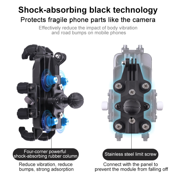 MOTOSLG Crab Motorcycle Phone Clamp Bracket M10 Ballhead Mount with Anti-theft Lock(Black) - Holder by MOTOLSG | Online Shopping South Africa | PMC Jewellery | Buy Now Pay Later Mobicred