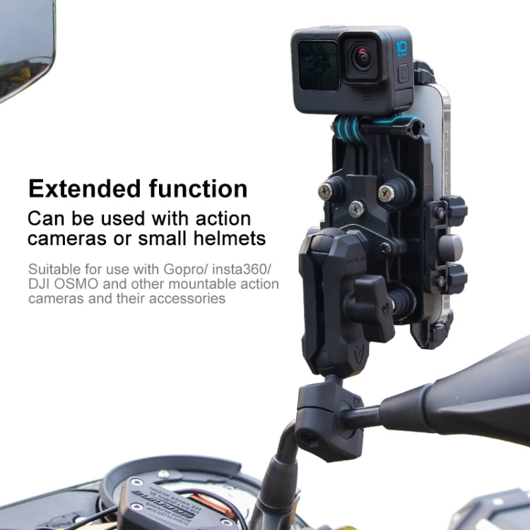 MOTOSLG Crab Motorcycle Phone Clamp Bracket M10 Ballhead Mount with Anti-theft Lock(Black) - Holder by MOTOLSG | Online Shopping South Africa | PMC Jewellery | Buy Now Pay Later Mobicred