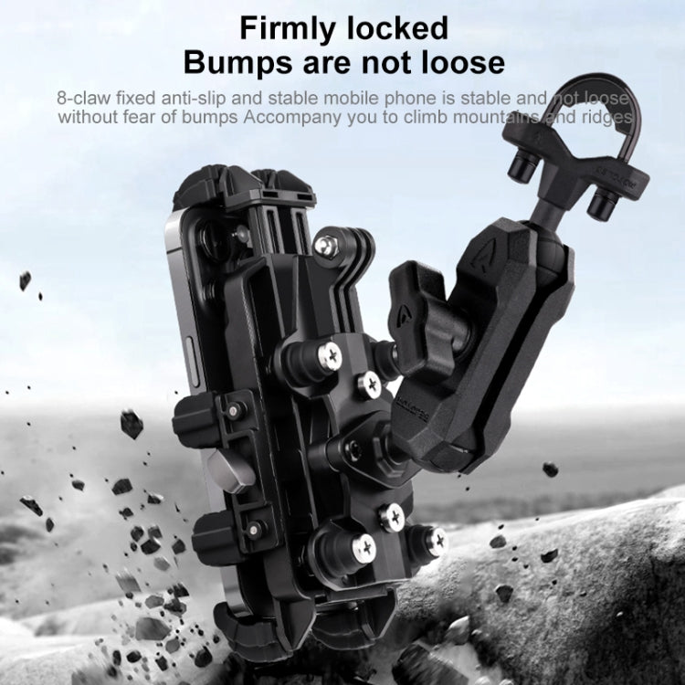 MOTOSLG Crab Motorcycle Phone Clamp Bracket M10 Ballhead Mount with Anti-theft Lock(Black) - Holder by MOTOLSG | Online Shopping South Africa | PMC Jewellery | Buy Now Pay Later Mobicred